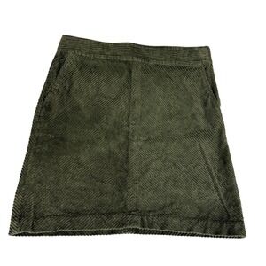 Talbots Women Olive Green Corduroy A-Line Skirt Size 12 Pockets Side Zip